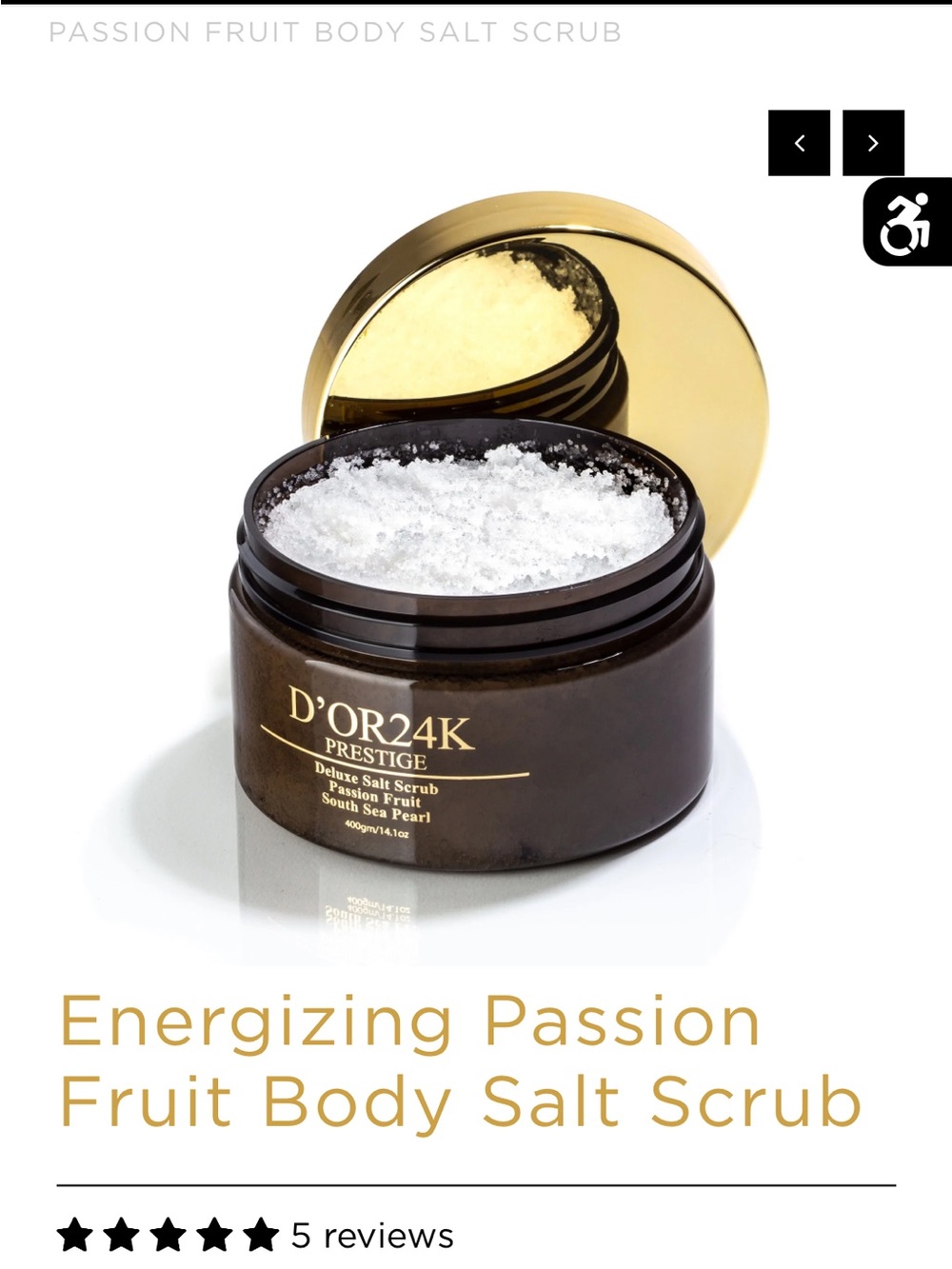 D'Or Skincare Passion Fruit Body Salt Scrub - Brown Jar with Gold Lid
